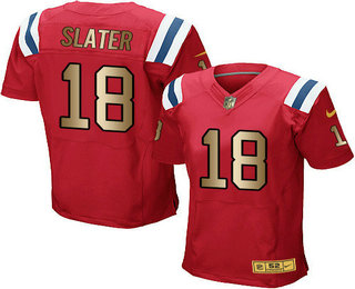 Men's New England Patriots #18 Matthew Slater Red With Gold Stitched NFL Nike Elite Jersey