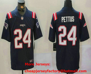 Men's New England Patriots #24 Dell Pettus Limited Navy Vapor Jersey