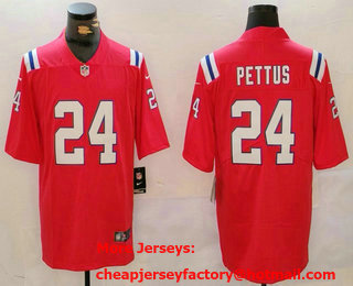 Men's New England Patriots #24 Dell Pettus Red Vapor Limited Stitched Jersey