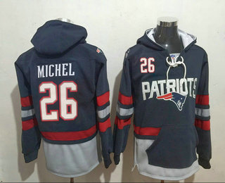 Men's New England Patriots #26 Sony Michel 2016 Navy Blue Team Color Stitched NFL Hoodie
