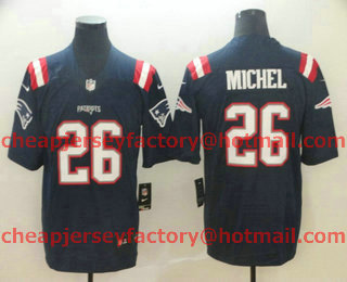 Men's New England Patriots #26 Sony Michel Navy Blue 2016 Color Rush Stitched NFL Nike Limited Jersey