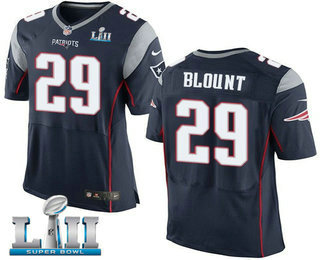 Men's New England Patriots #29 LeGarrette Blount NEW Navy Blue Team Color 2018 Super Bowl LII Patch Stitched NFL Nike Elite Jersey