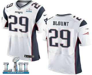 Men's New England Patriots #29 LeGarrette Blount NEW White Road 2018 Super Bowl LII Patch Stitched NFL Nike Elite Jersey