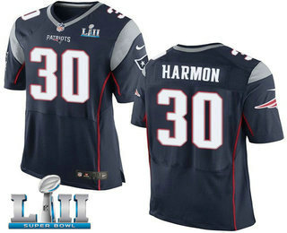 Men's New England Patriots #30 Duron Harmon NEW Navy Blue Team Color 2018 Super Bowl LII Patch Stitched NFL Nike Elite Jersey
