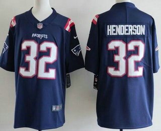Men's New England Patriots #32 TreVeyon Henderson Limited Navy Vapor Jersey