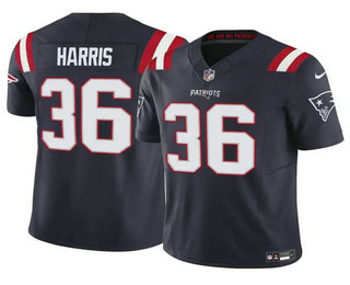 Men's New England Patriots #36 Kevin Harris Navy 2023 FUSE Vapor Limited Stitched Jersey