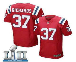 Men's New England Patriots #37 Jordan Richards Red Alternate 2018 Super Bowl LII Patch Stitched NFL Nike Elite Jersey