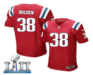 Men's New England Patriots #38 Brandon Bolden Red Alternate 2018 Super Bowl LII Patch Stitched NFL Nike Elite Jersey