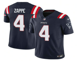 Men's New England Patriots #4 Bailey Zappe Navy 2023 FUSE Vapor Limited Stitched Jersey