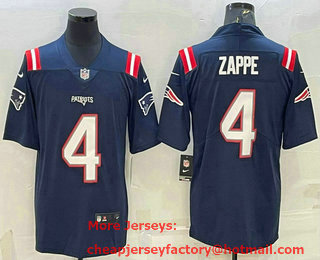 Men's New England Patriots #4 Bailey Zappe Navy Blue 2022 NEW Vapor Untouchable Stitched NFL Nike Limited Jersey