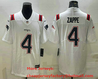 Men's New England Patriots #4 Bailey Zappe White 2022 NEW Vapor Untouchable Stitched NFL Nike Limited Jersey