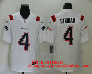 Men's New England Patriots #4 Jarrett Stidham White 2020 NEW Vapor Untouchable Stitched NFL Nike Limited Jersey