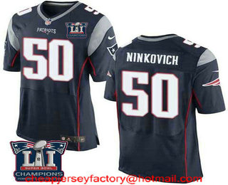 Men's New England Patriots #50 Rob Ninkovich Navy Blue 2017 Super Bowl LI Champions Patch Stitched NFL Nike Elite Jersey