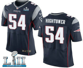 Men's New England Patriots #54 Dont'a Hightower Navy Blue Team Color 2018 Super Bowl LII Patch NFL Nike Elite Jersey