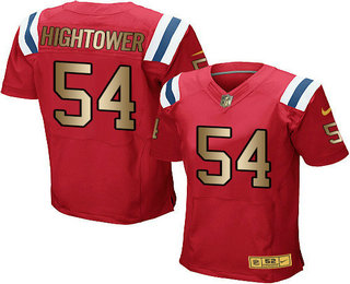 Men's New England Patriots #54 Dont'a Hightower Red With Gold Stitched NFL Nike Elite Jersey