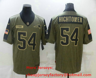 Men's New England Patriots #54 Donta Hightower 2021 Olive Salute To Service Limited Stitched Jersey