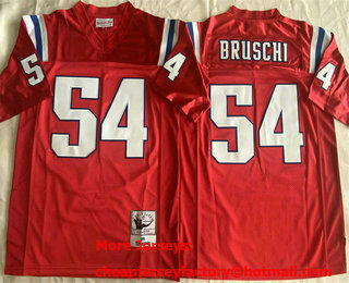Men's New England Patriots #54 Tedy Bruschi Red 1996 Throwback Jersey