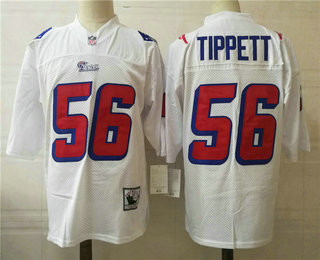 Men's New England Patriots #56 Andre Tippett White Throwback Stitched NFL Jersey by Mitchell & Ness