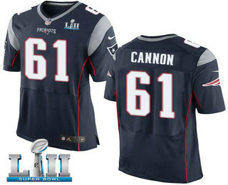 Men's New England Patriots #61 Marcus Cannon Navy Blue Team Color 2018 Super Bowl LII Patch Stitched NFL Nike Elite Jersey