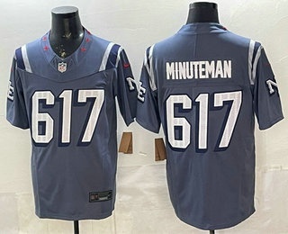 Men's New England Patriots #617 Minuteman Limited Gray Rivalries FUSE Vapor Jersey