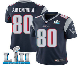 Men's New England Patriots #80 Danny Amendola Navy Blue 2018 Super Bowl LII Patch Vapor Untouchable Stitched NFL Nike Limited Jersey