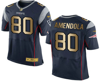 Men's New England Patriots #80 Danny Amendola Navy Blue With Gold Stitched NFL Nike Elite Jersey
