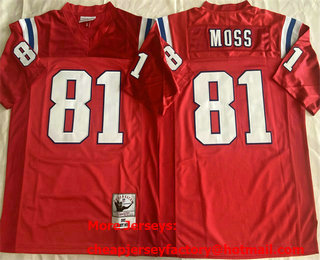 Men's New England Patriots #81 Randy Moss Red 2007 Throwback Jersey