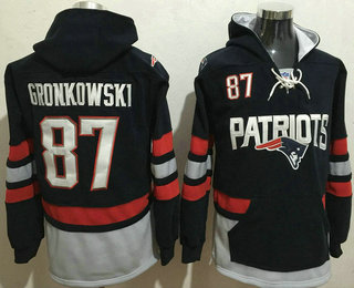 Men's New England Patriots #87 Rob Gronkowski 2016 Navy Blue Team Color Stitched NFL Hoodie