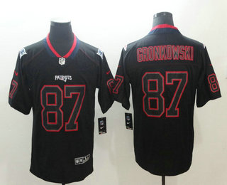 Men's New England Patriots #87 Rob Gronkowski 2018 Black Lights Out Color Rush Stitched NFL Nike Limited Jersey