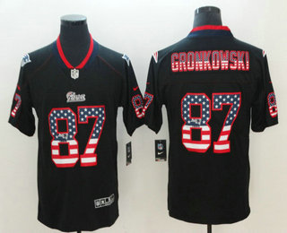 Men's New England Patriots #87 Rob Gronkowski 2018 USA Flag Fashion Black Color Rush Stitched Nike Limited Jersey