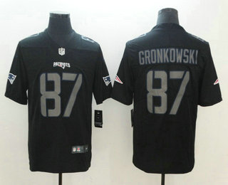 Men's New England Patriots #87 Rob Gronkowski Black 2018 Fashion Impact Black Color Rush Stitched NFL Nike Limited Jersey