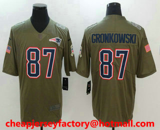 Men's New England Patriots #87 Rob Gronkowski Olive 2017 Salute To Service Stitched NFL Nike Limited Jersey