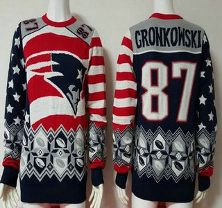 Men's New England Patriots #87 Rob Gronkowski Multicolor NFL Sweater