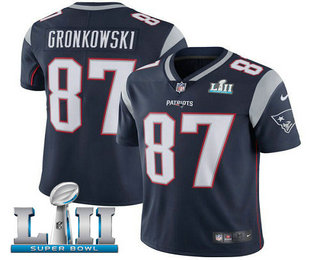 Men's New England Patriots #87 Rob Gronkowski Navy Blue 2018 Super Bowl LII Patch Vapor Untouchable Stitched NFL Nike Limited Jersey
