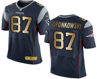 Men's New England Patriots #87 Rob Gronkowski Navy Blue With Gold Stitched NFL Nike Elite Jersey