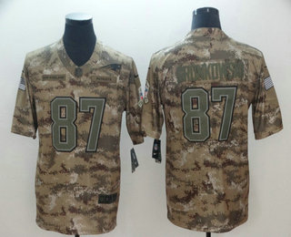 Men's New England Patriots #87 Rob Gronkowski 2018 Camo Salute to Service Stitched NFL Nike Limited Jersey