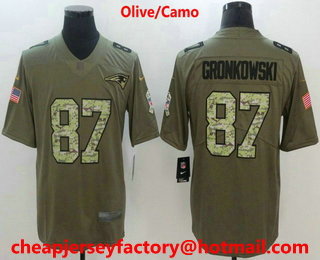 Men's New England Patriots #87 Rob Gronkowski Olive With Camo 2017 Salute To Service Stitched NFL Nike Limited Jersey