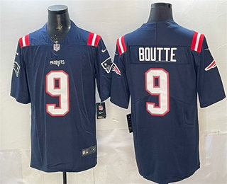 Men's New England Patriots #9 Kayshon Boutte Limited Navy Vapor Jersey