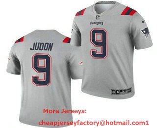 Men's New England Patriots #9 Matt Judon Limited Gray Inverted Vapor Jersey
