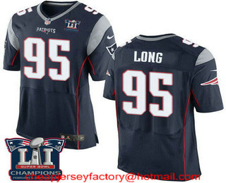 Men's New England Patriots #95 Chris Long Navy Blue 2017 Super Bowl LI Champions Patch Stitched NFL Nike Elite Jersey