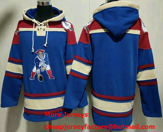 Men's New England Patriots Blank Light Blue Ageless Must Have Lace Up Pullover Hoodie