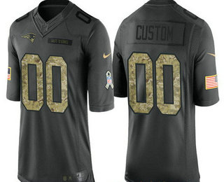 Men's New England Patriots Custom Anthracite Camo 2016 Salute To Service Veterans Day NFL Nike Limited Jersey