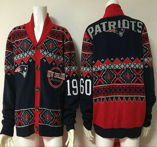 Men's New England Patriots Founded in 1960 Button Multicolor NFL Sweater