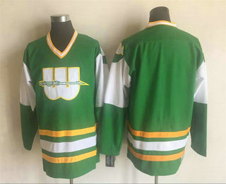 Men's New England Whalers Blank Green Stitched 1978 CCM Vintage Hockey Jersey