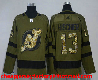 Men's New Jersey Devils #13 Nico Hischier Green Salute To Service 2017-2018 Hockey Stitched NHL Jersey