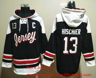 Men's New Jersey Devils #13 Nico Hischier Black Ageless Must Have Lace Up Pullover Hoodie