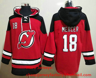 Men's New Jersey Devils #18 Dawson Mercer Red Stitched Hoodie