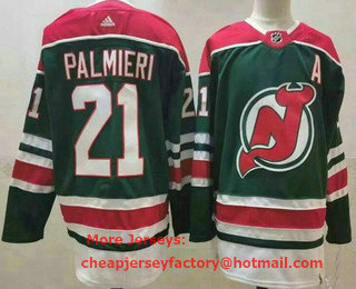 Men's New Jersey Devils #21 Kyle Palmieri Green 2021 Reverse Retro Stitched NHL Jersey