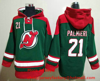 Men's New Jersey Devils #21 Kyle Palmieri Green Green With Red Stitched Hoodie