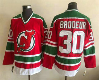 Men's New Jersey Devils #30 Martin Brodeur Red Green Jersey